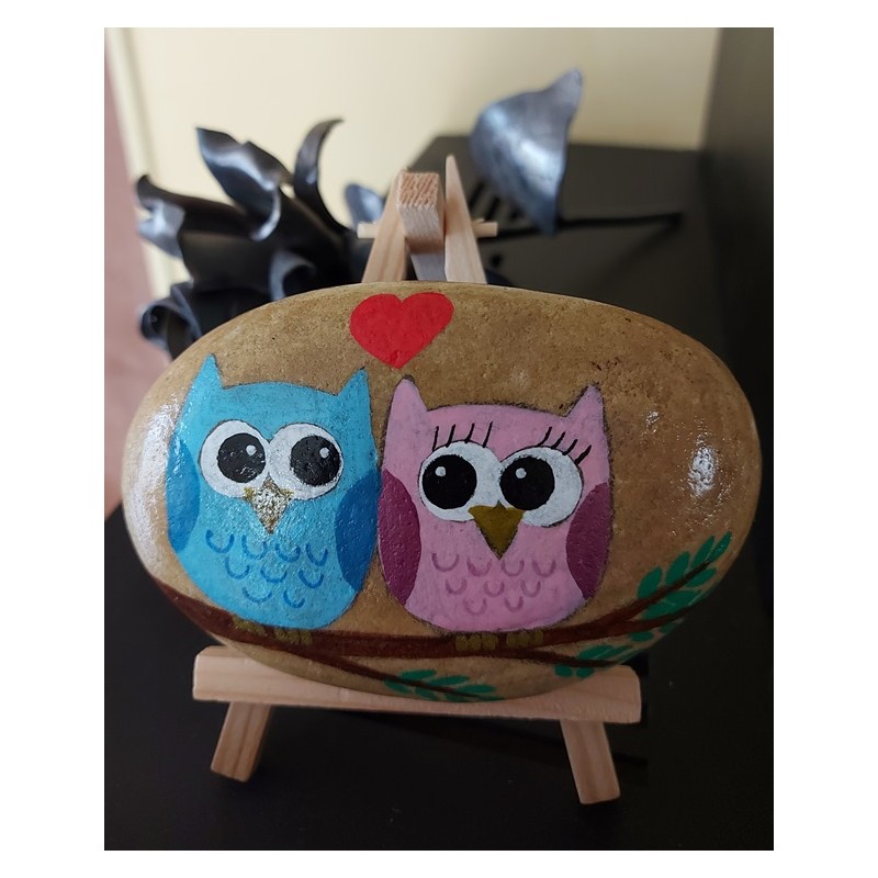 Galet hibou couple