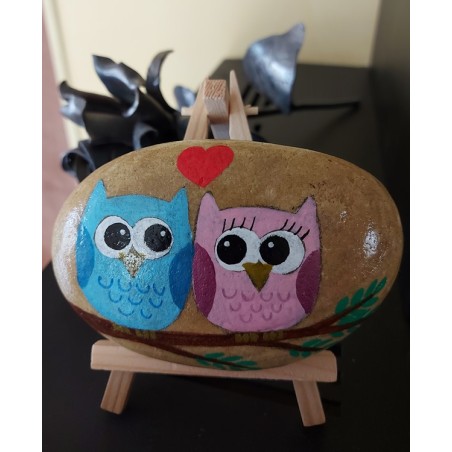 Galet hibou couple