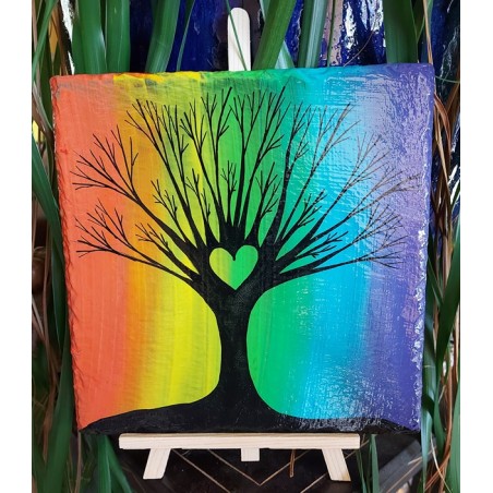 Ardoise Arbre de vie multicolore