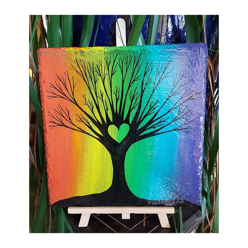 Ardoise arbre de vie multicolore