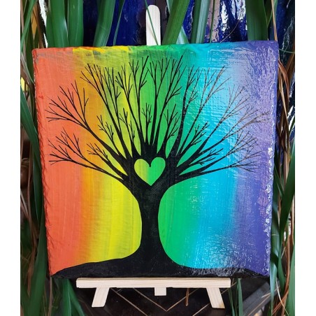 Ardoise arbre de vie multicolore