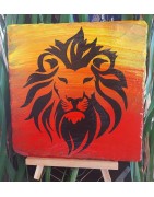 Ardoise lion : Peinture sur supports ronds et carrés par Lam